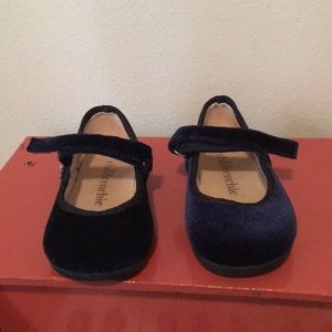 Navy blue velvet maryjanes